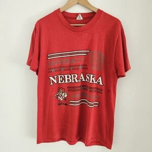 Vintage 80s Nebraska Cornhuskers Shirt Large Football NCAA USA